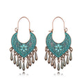 Retro Leaf Geometric Rhinestone Earrings