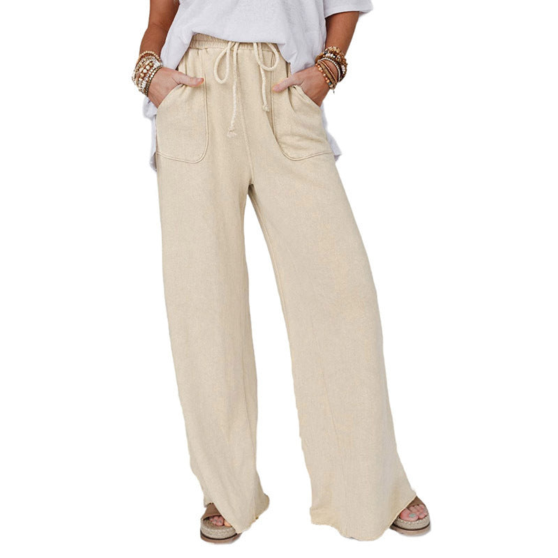 New Washed Drawstring Casual Pants