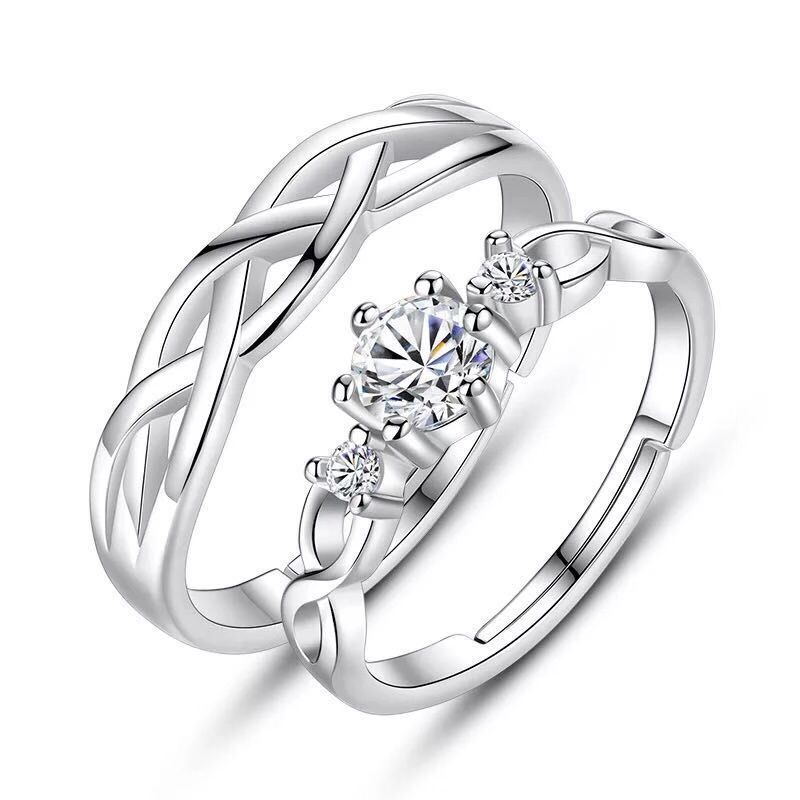 Diamond-studded Couple Rings