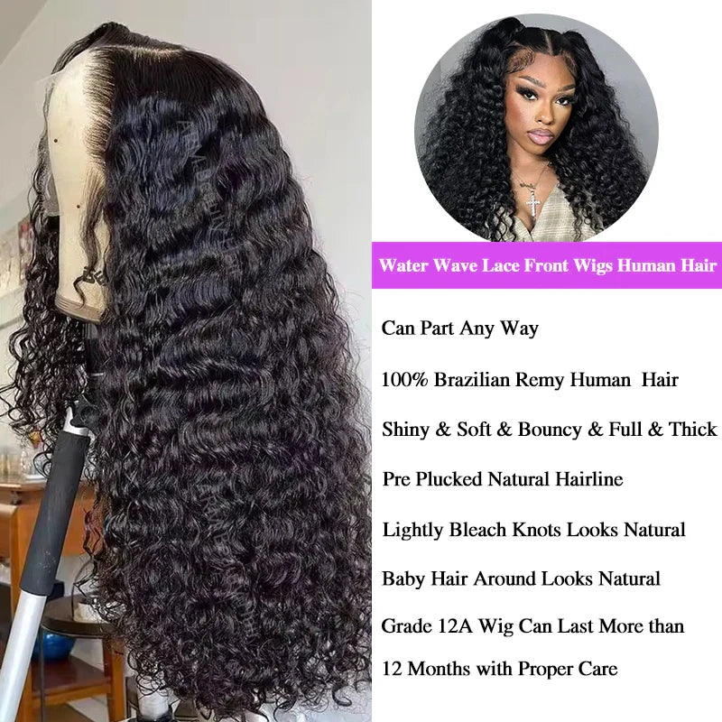 Water Wave Lace Front Human Hair Wigs